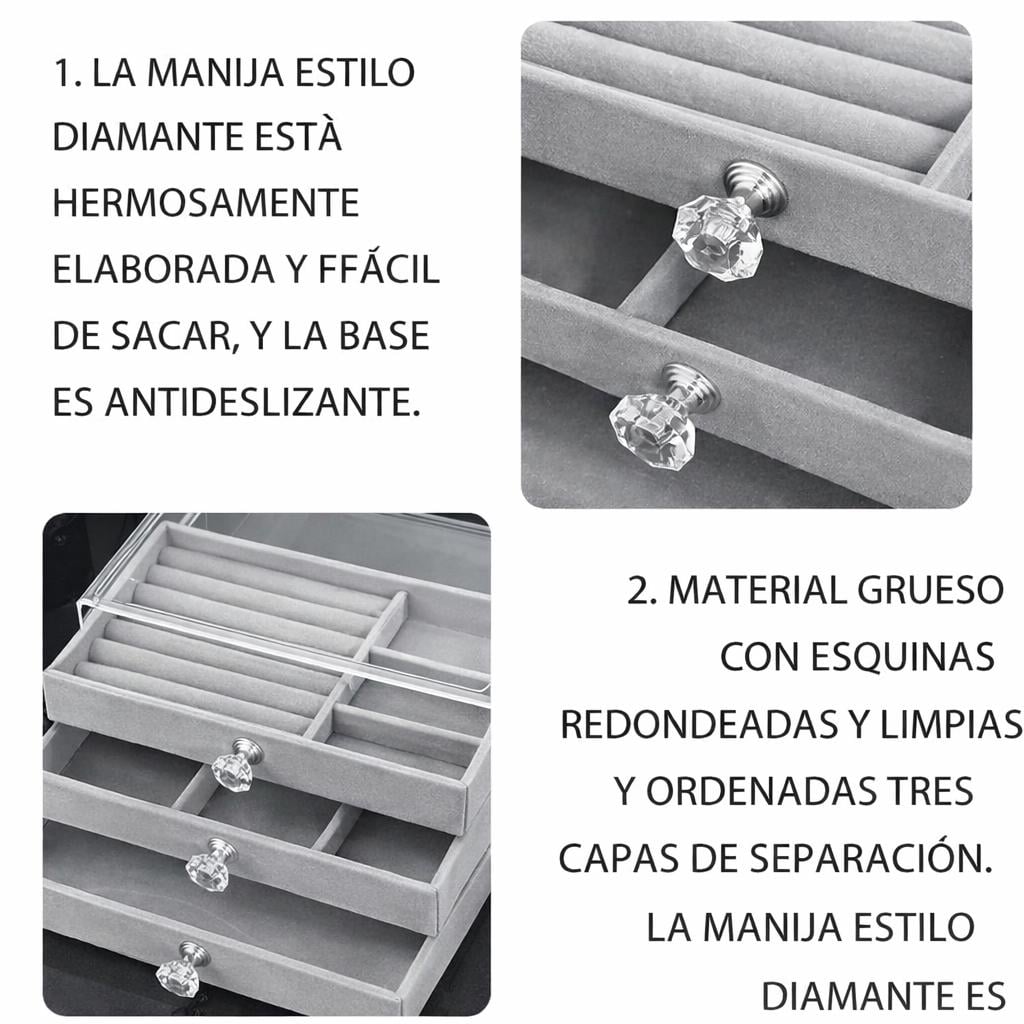 ORGANIZADOR DE JOYAS ELEGANTE 2 PISOS ACRILICO CAJA JOYERO - 6
