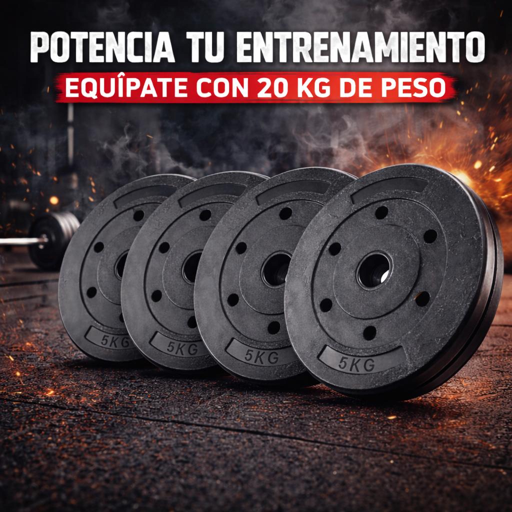 SET 4 DISCOS PREOLIMPICOS PVC 5KG 20KG TOTAL - 3