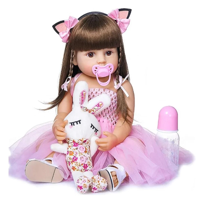 MUÑECA REBORN REALISTA 55CM DE SILICONA  CON ACCESORIOS - 1