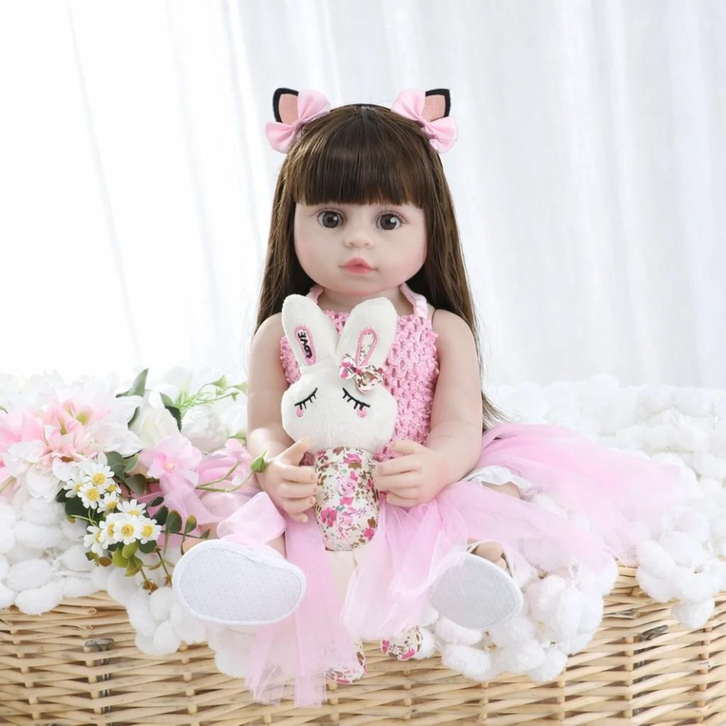 MUÑECA REBORN REALISTA 55CM DE SILICONA  CON ACCESORIOS - 3