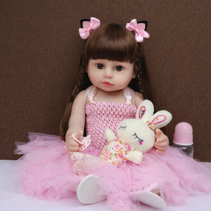 MUÑECA REBORN REALISTA 55CM DE SILICONA  CON ACCESORIOS - 5