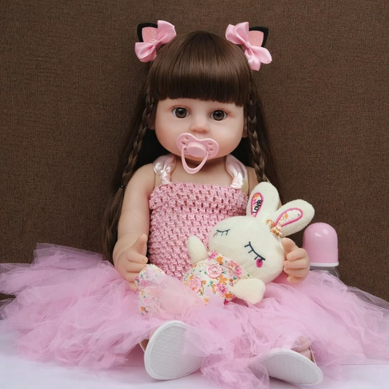 MUÑECA REBORN REALISTA 55CM DE SILICONA  CON ACCESORIOS - 6