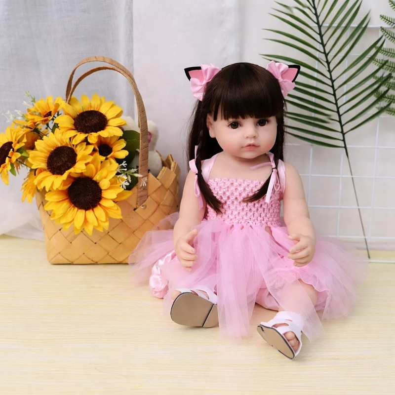 MUÑECA REBORN REALISTA 55CM DE SILICONA  CON ACCESORIOS - 8
