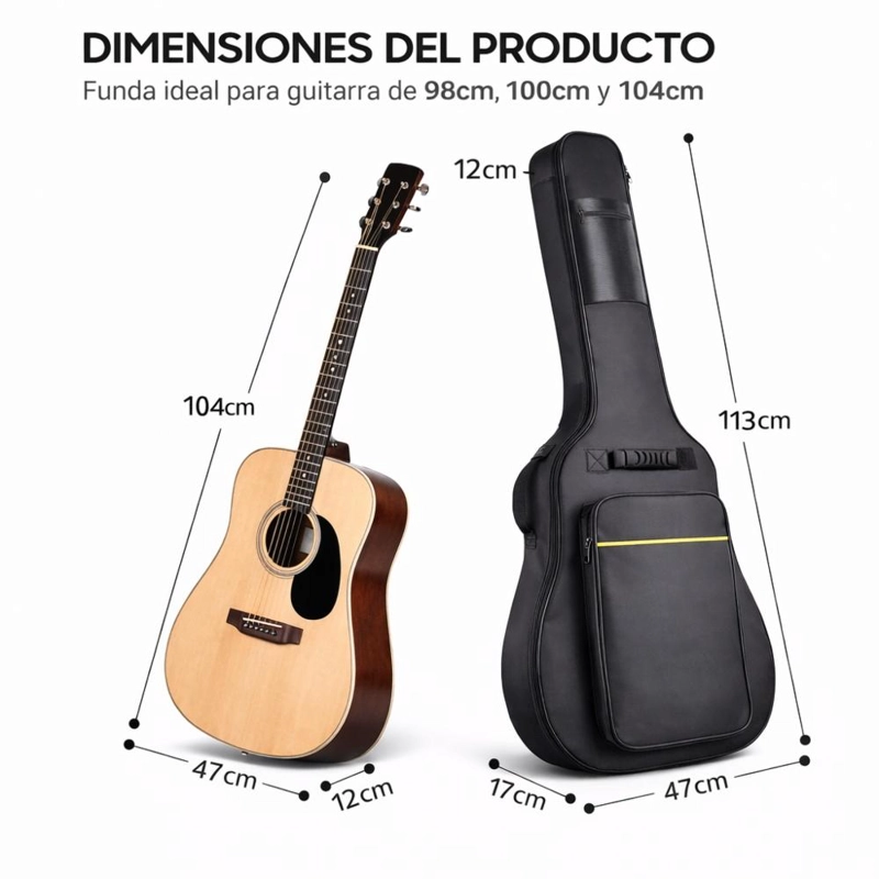 FUNDA  DE GUITARRA IMPERMEABLE 38-41” ACOLCHADA - 3