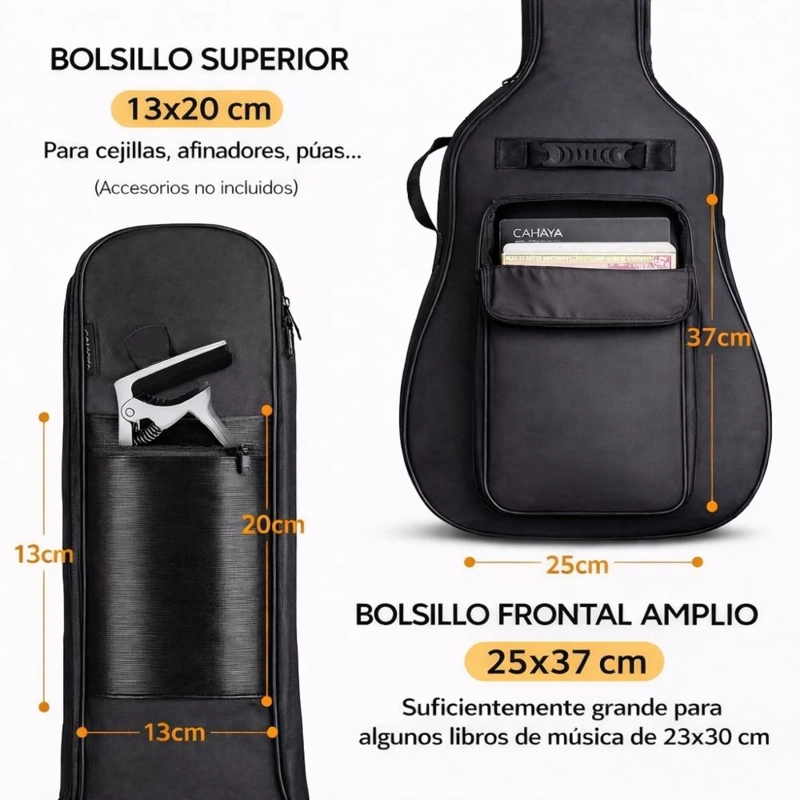 FUNDA  DE GUITARRA IMPERMEABLE 38-41” ACOLCHADA - 4
