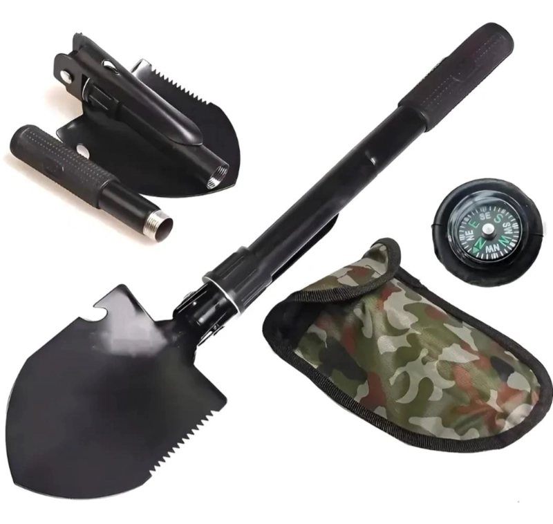 PALA PORTATIL JARDIN CAMPING PLEGABLE CON FUNDA Y BRUJULA - 1