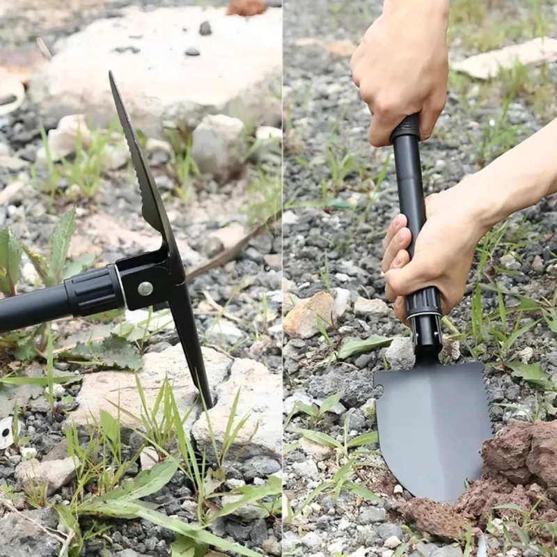 PALA PORTATIL JARDIN CAMPING PLEGABLE CON FUNDA Y BRUJULA - 3