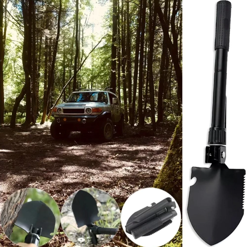 PALA PORTATIL JARDIN CAMPING PLEGABLE CON FUNDA Y BRUJULA - 4