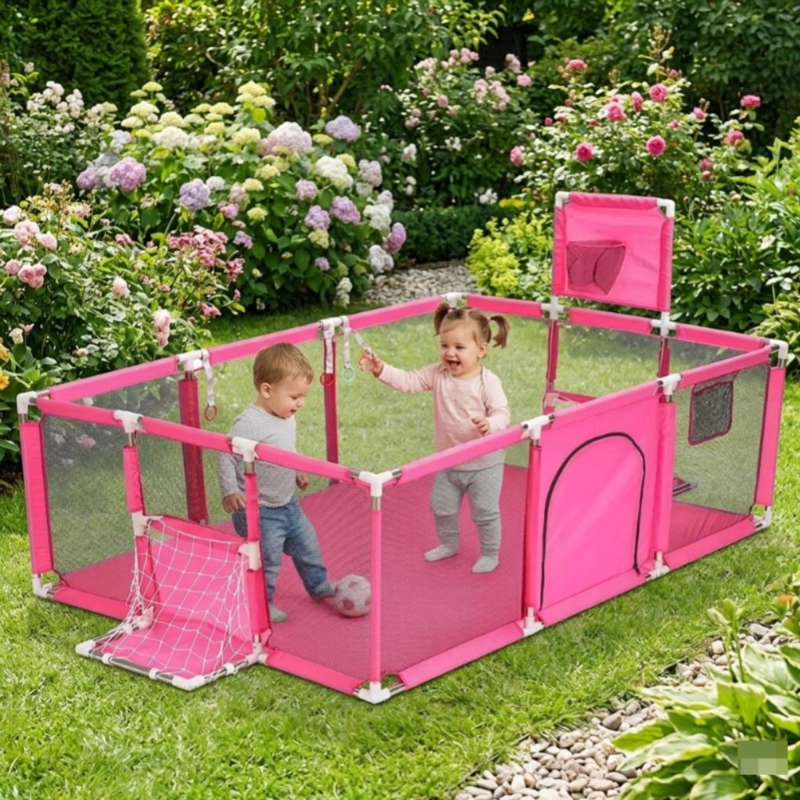 CORRAL PARQUE INFANTIL BEBE  PLEGABLE CON CANASTA MALLA 180CM - 3