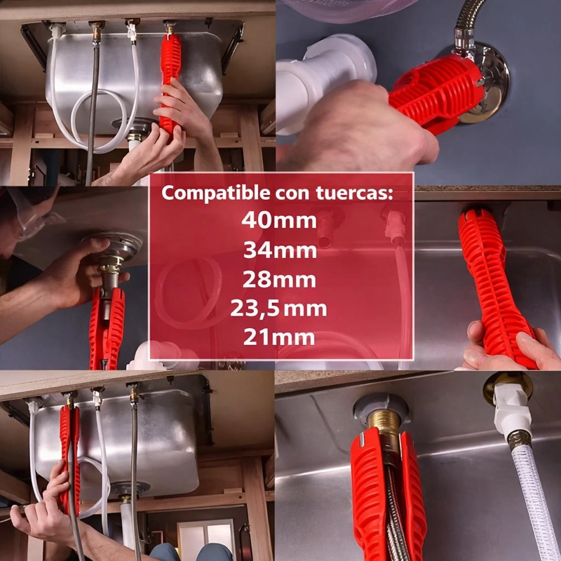 LLAVE AJUSTE TUERCAS TUBO UNIVERSAL MULTIFUNCION BAÑO COCINA - 5