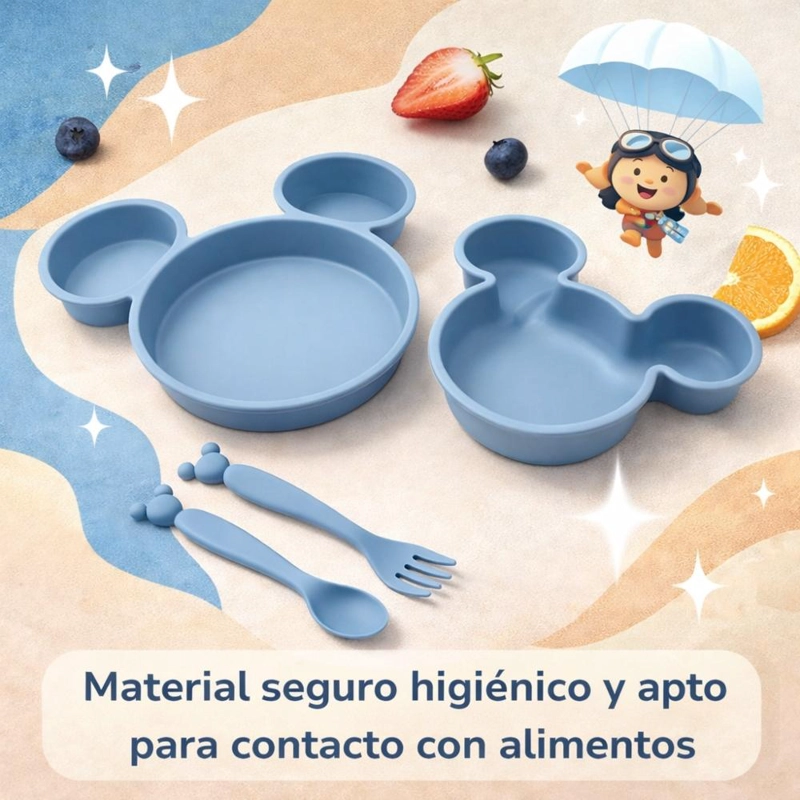 SET ALIMENTACION BEBE  4 PIEZAS VAJILLA INFANTIL - 3