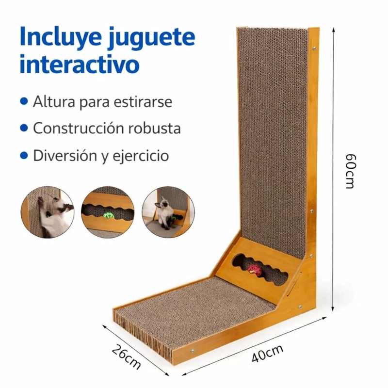RASCADOR PARA GATOS MADERA FORMA L RESISTENTE DURADERO - 3