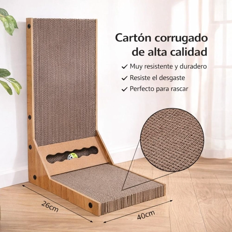 RASCADOR PARA GATOS MADERA FORMA L RESISTENTE DURADERO - 4