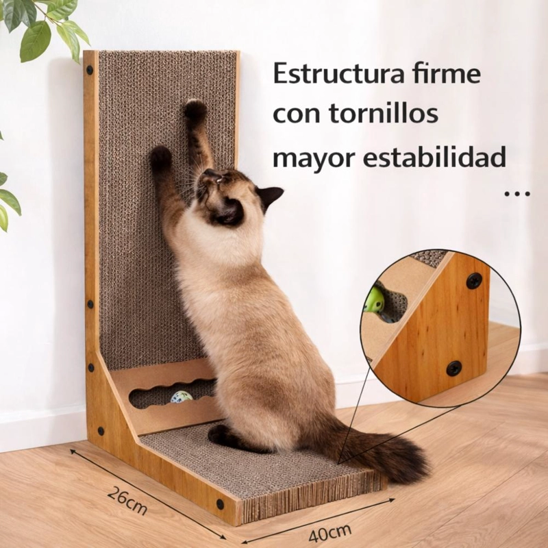 RASCADOR PARA GATOS MADERA FORMA L RESISTENTE DURADERO - 5