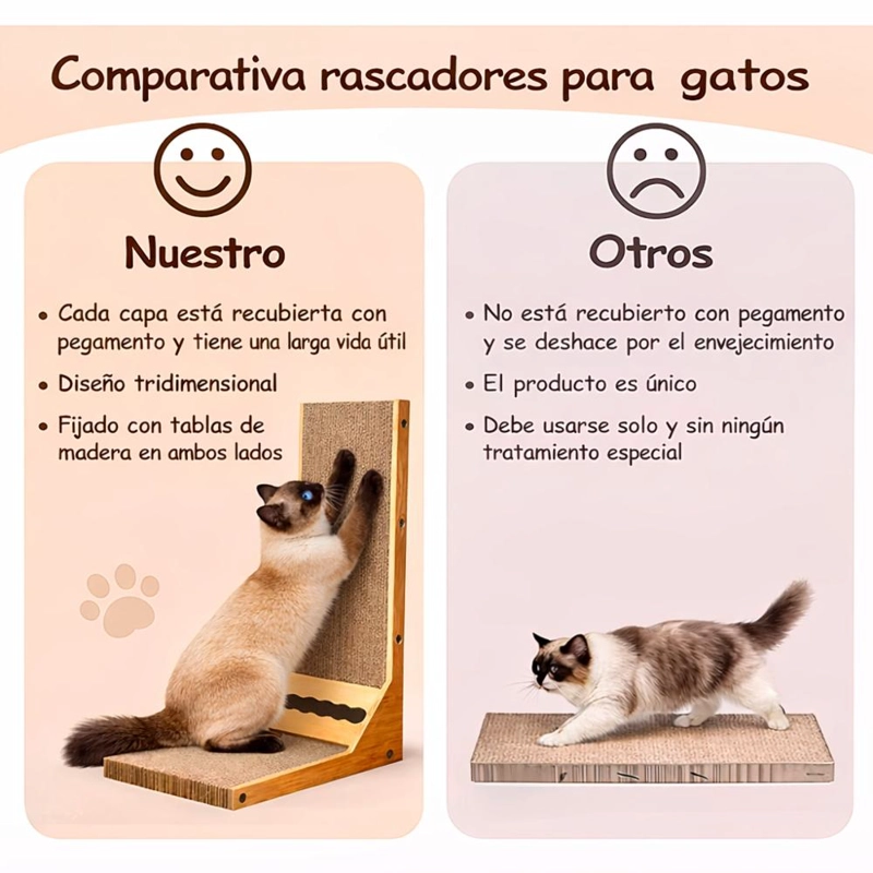RASCADOR PARA GATOS MADERA FORMA L RESISTENTE DURADERO - 7