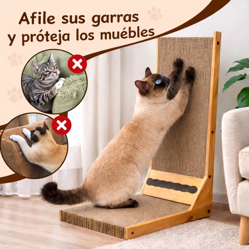 RASCADOR PARA GATOS MADERA FORMA L RESISTENTE DURADERO - 8