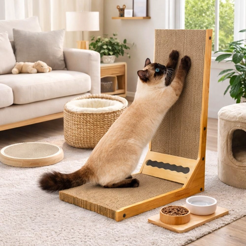 RASCADOR PARA GATOS MADERA FORMA L RESISTENTE DURADERO - 9
