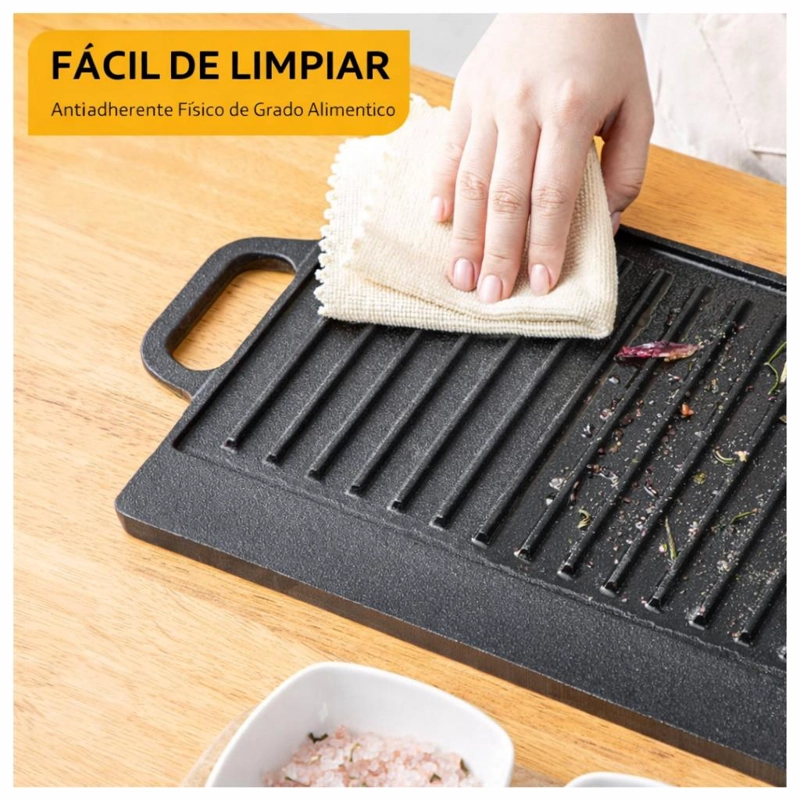 PLANCHA PARRILLA GRILL REVERSIBLE HIERRO FUNDIDO COCINA 50CM - 3