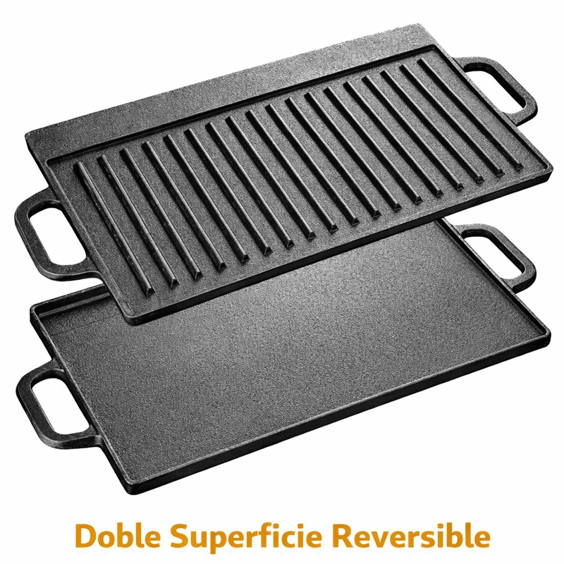 PLANCHA PARRILLA GRILL REVERSIBLE HIERRO FUNDIDO COCINA 50CM - 4
