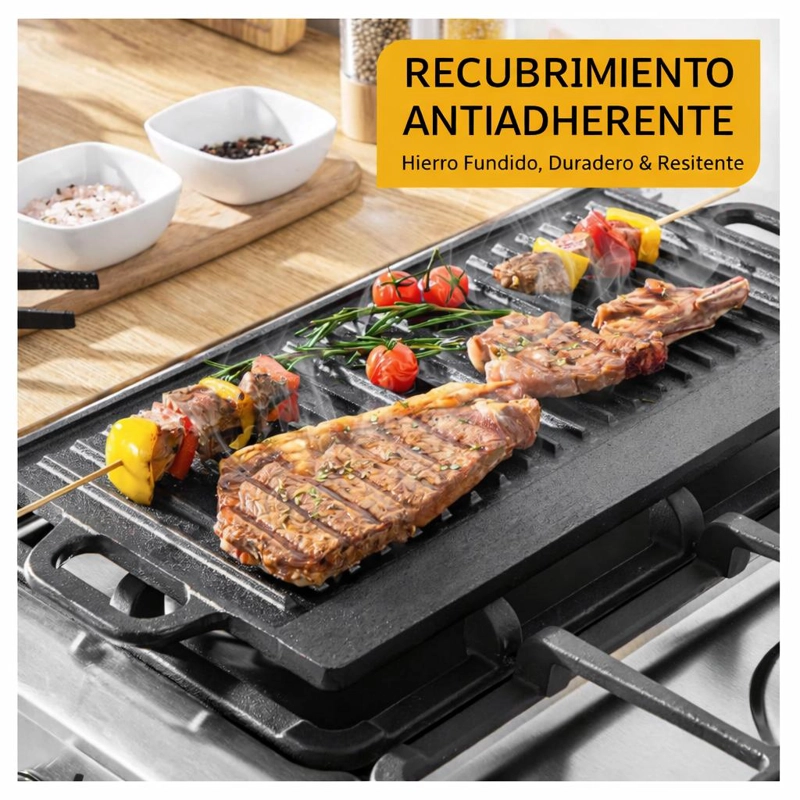 PLANCHA PARRILLA GRILL REVERSIBLE HIERRO FUNDIDO COCINA 50CM - 5
