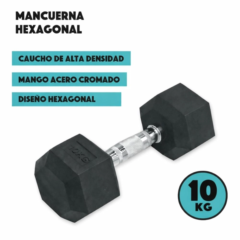 MANCUERNA HEXAGONAL 10KG ACERO CAUCHO ANTIDESLIZANTE - 3