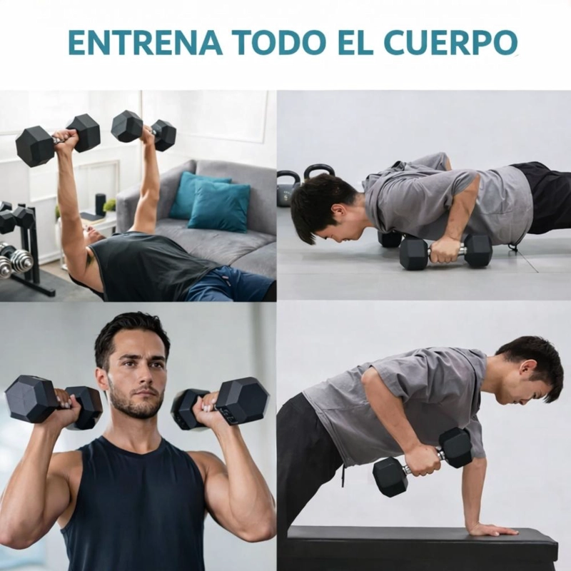 MANCUERNA HEXAGONAL 10KG ACERO CAUCHO ANTIDESLIZANTE - 8