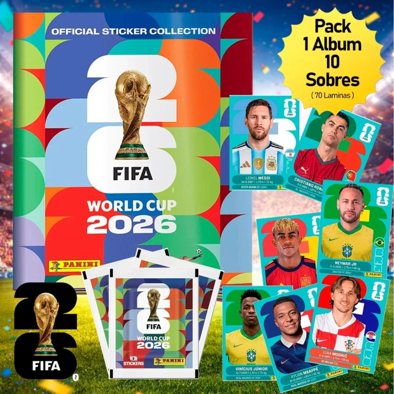 PACK ALBUM MUNDIAL FIFA 2026 + 10 SOBRES (70 LAMINAS) - 1
