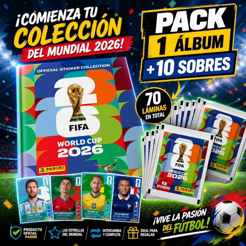 PACK ALBUM MUNDIAL FIFA 2026 + 10 SOBRES (70 LAMINAS) - 3