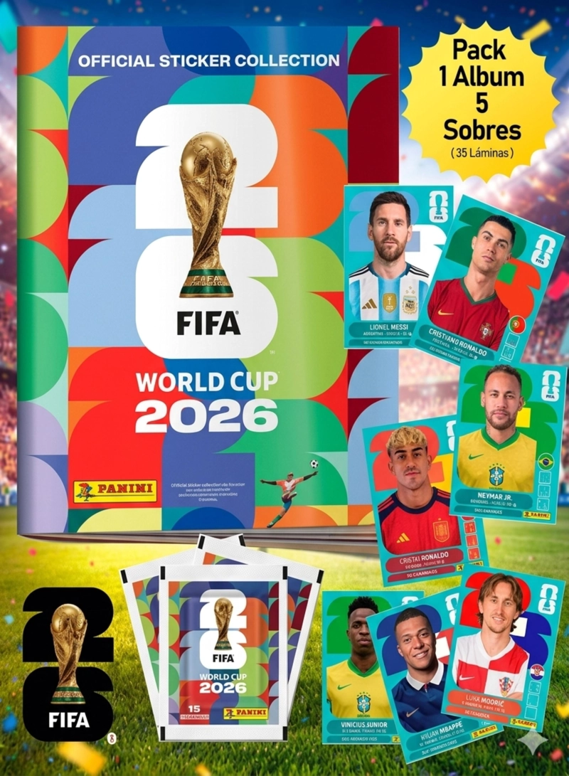 PACK ALBUM FIFA 2026 + 5 SOBRES (35 LAMINAS) - 5