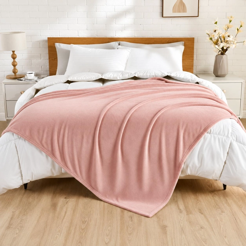 MANTA FRAZADA EXTRA GRANDE POLAR SUAVE 230*200CM 2PLAZAS - ROSA - TAMAÑO UNICO - 4