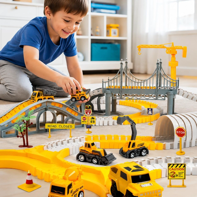 SET PISTA DE AUTOS INFANTIL BLOQUES ARMABLES - 2