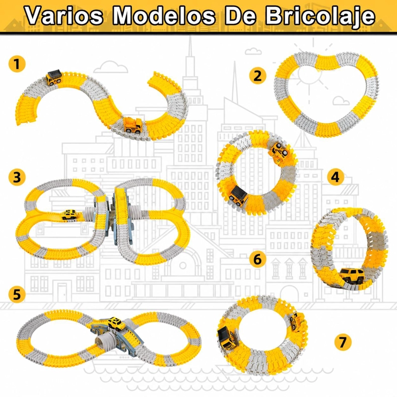 SET PISTA DE AUTOS INFANTIL BLOQUES ARMABLES - 3