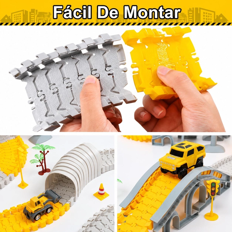 SET PISTA DE AUTOS INFANTIL BLOQUES ARMABLES - 4