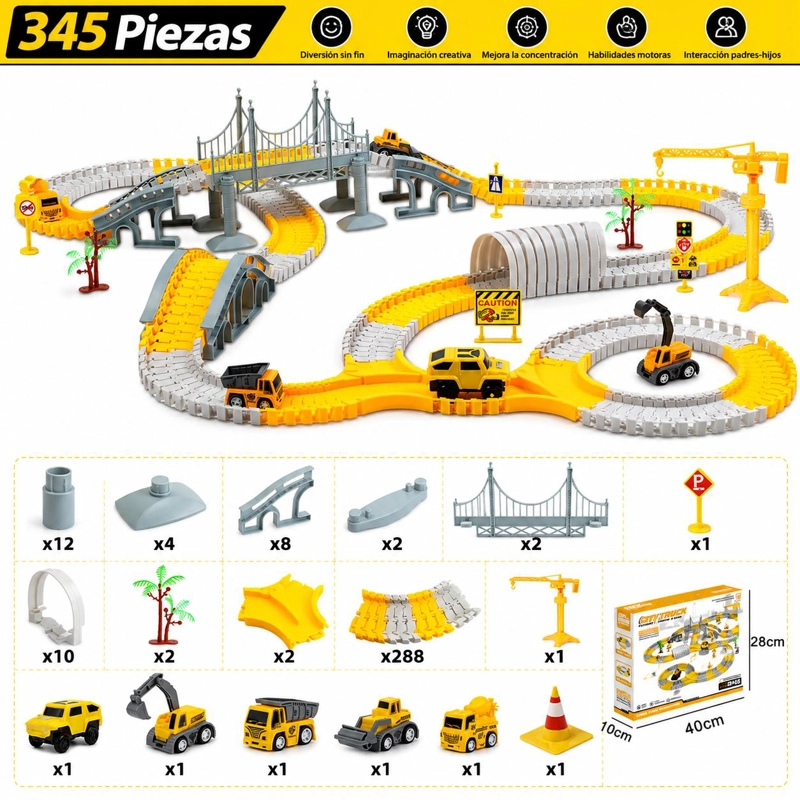 SET PISTA DE AUTOS INFANTIL BLOQUES ARMABLES - 5