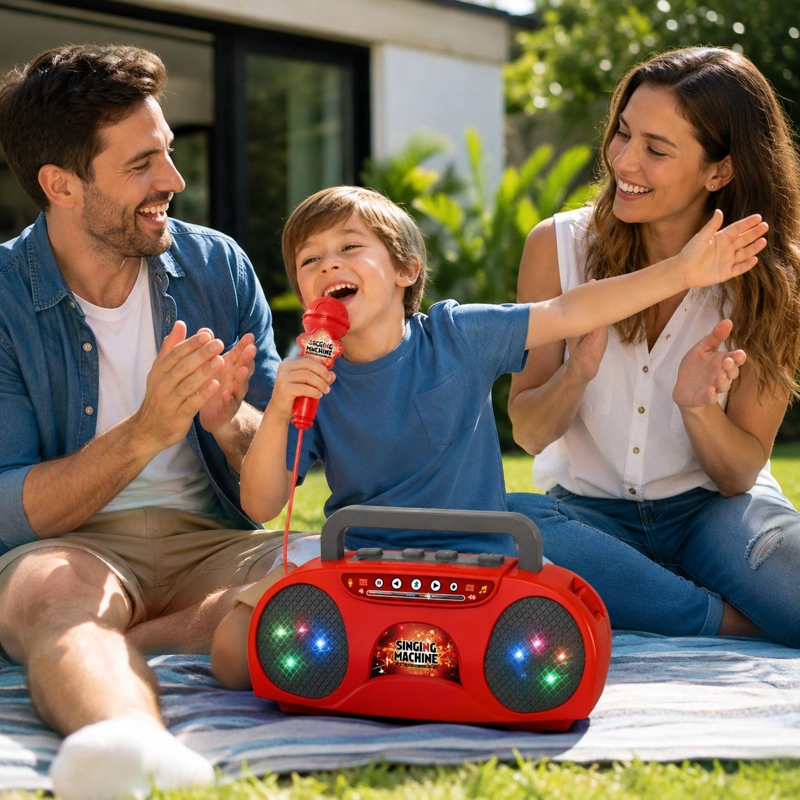 MICROFONO KARAOKE NIÑOS LUZ LED PARLANTE BLUETOOTH - 5