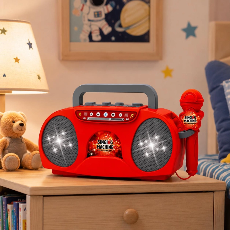 MICROFONO KARAOKE NIÑOS LUZ LED PARLANTE BLUETOOTH - 6