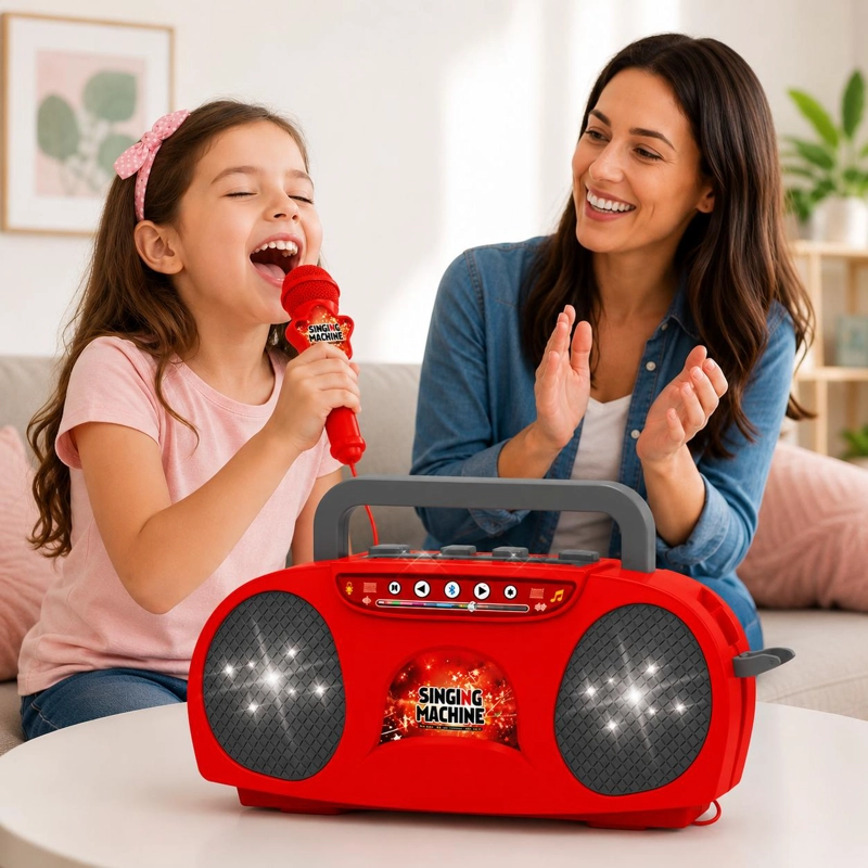 MICROFONO KARAOKE NIÑOS LUZ LED PARLANTE BLUETOOTH - 7