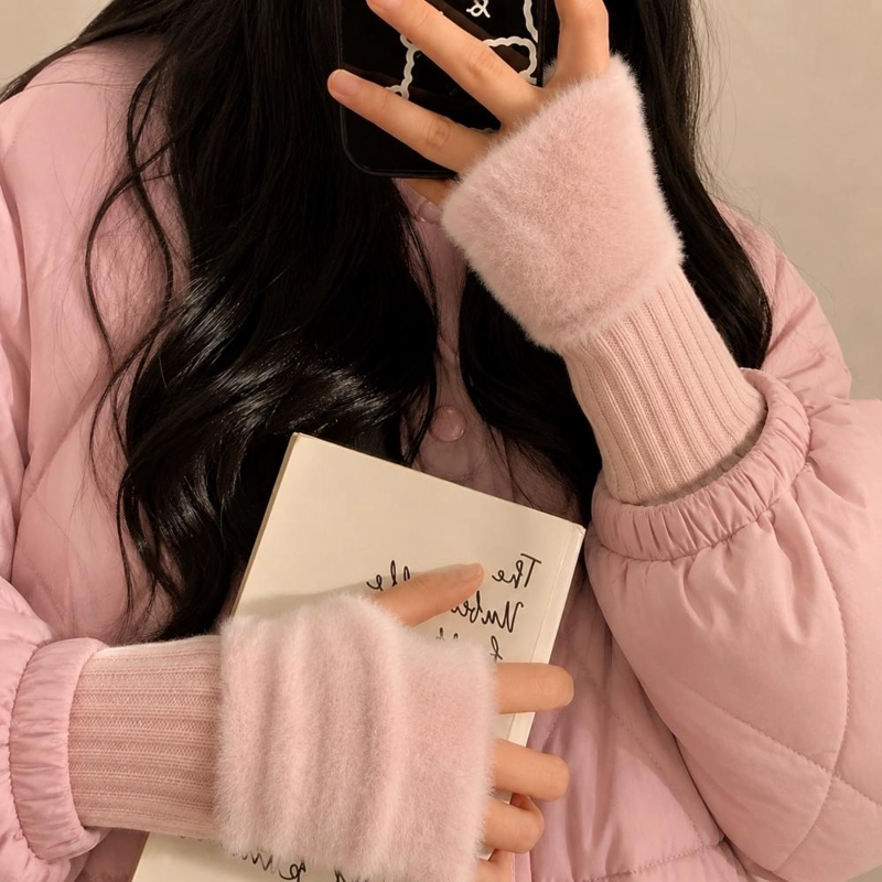 GUANTES SUAVES  DE INVIERNO SIN DEDOS MEDIO DEDO ESPONJOSO - NEGRO - 3