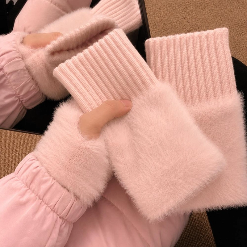 GUANTES SUAVES  DE INVIERNO SIN DEDOS MEDIO DEDO ESPONJOSO - NEGRO - 7