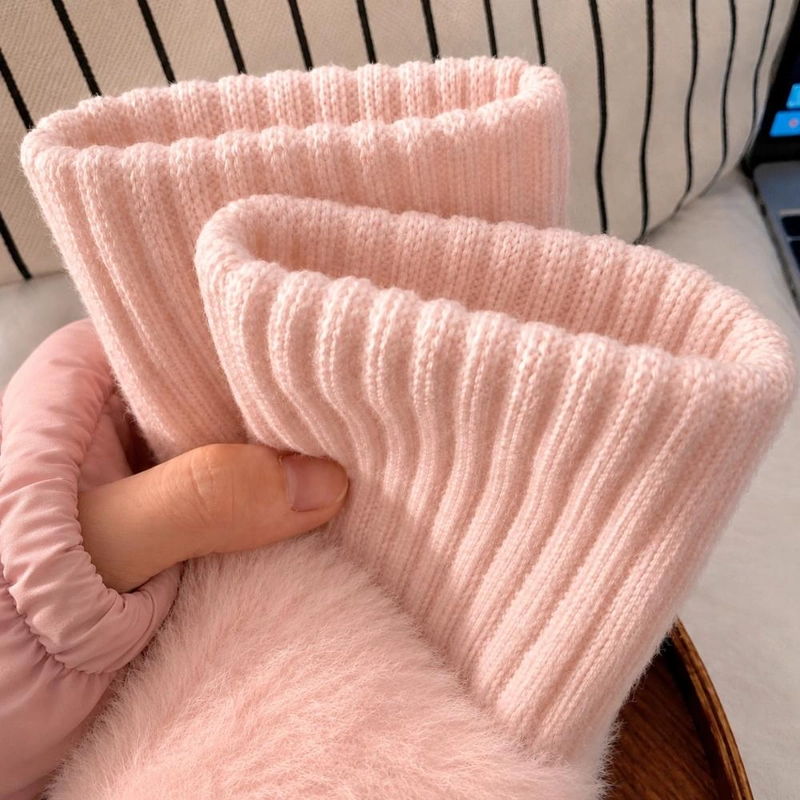 GUANTES SUAVES  DE INVIERNO SIN DEDOS MEDIO DEDO ESPONJOSO - NEGRO - 8