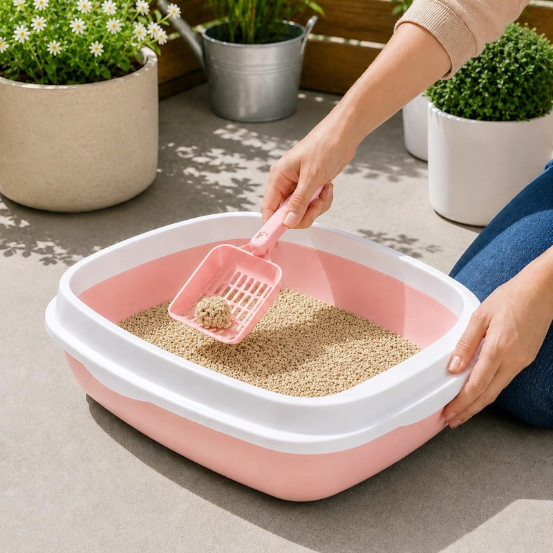ARENERO PARA GATO MEDIANO + PALA INCLUIDA - ROSA - 3