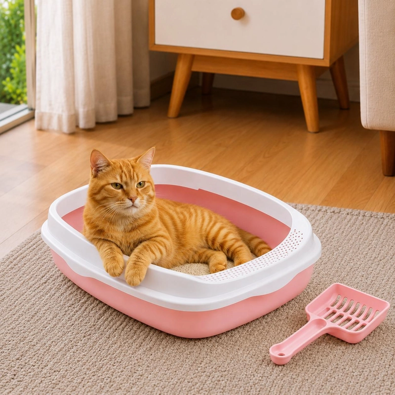 ARENERO PARA GATO MEDIANO + PALA INCLUIDA - ROSA - 4