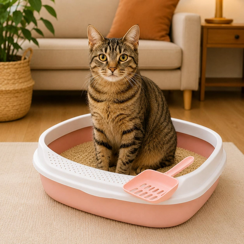 ARENERO PARA GATO MEDIANO + PALA INCLUIDA - ROSA - 6