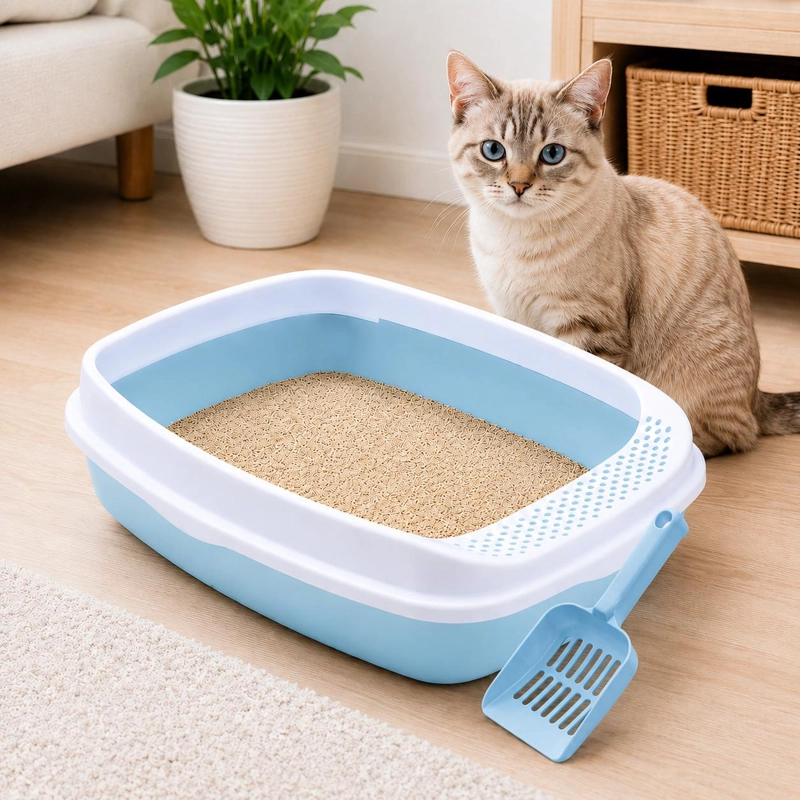 ARENERO PARA GATO MEDIANO + PALA INCLUIDA - AZUL - 2