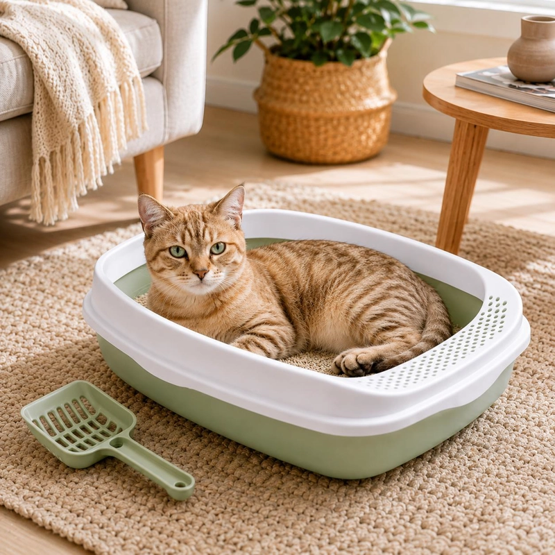 ARENERO PARA GATO MEDIANO + PALA INCLUIDA - VERDE - 8
