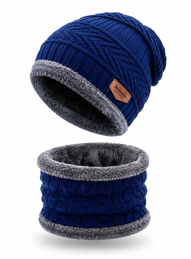 PACK GORRO Y CUELLO POLAR + GUATERO INVIERNO UNISEX - NEGRO - 2