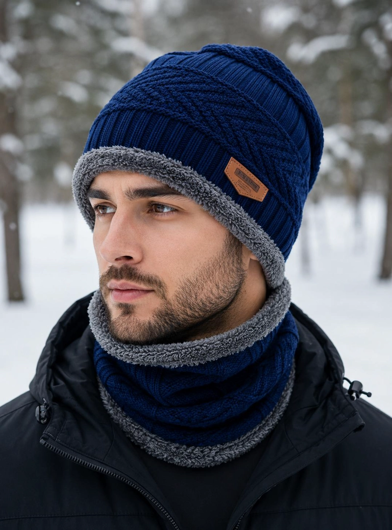 PACK GORRO Y CUELLO POLAR + GUATERO INVIERNO UNISEX - NEGRO - 4