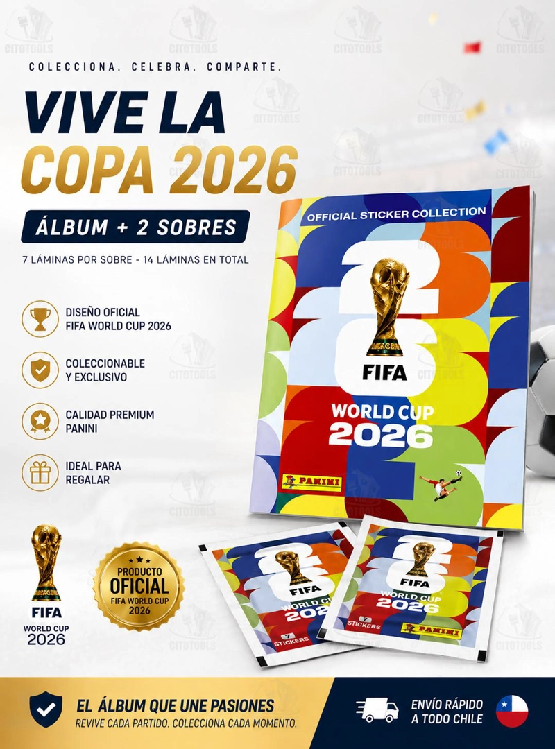 PACK ALBUM PANINI TAPA BLANDA  2026 + 2 SOBRES  OFICIALES - 1