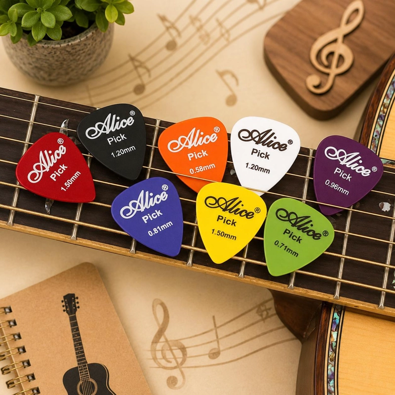 SET 50 UÑETAS GUITARRA  MULTICOLOR CON ORGANIZADOR  PLASTICO - 4