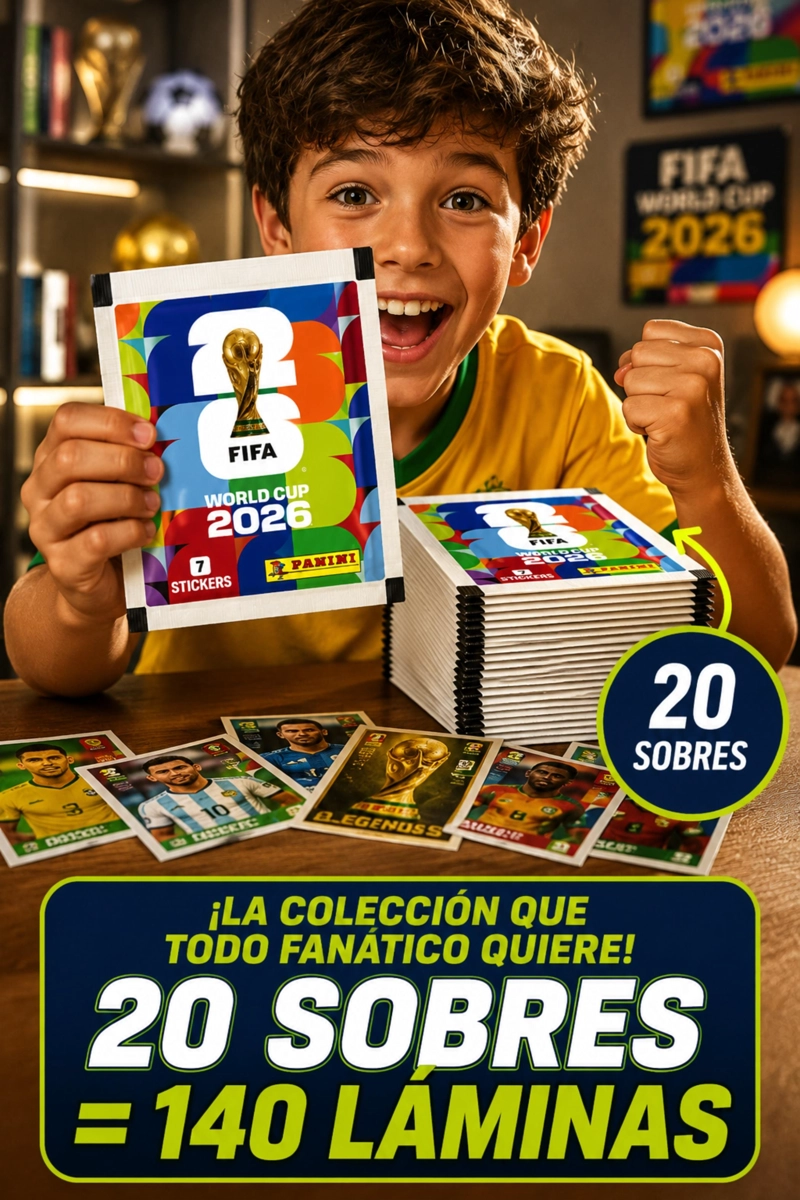PACK 20 SOBRES PANINI MUNDIAL FIFA 2026 140 LAMINAS OFICIAL - 6